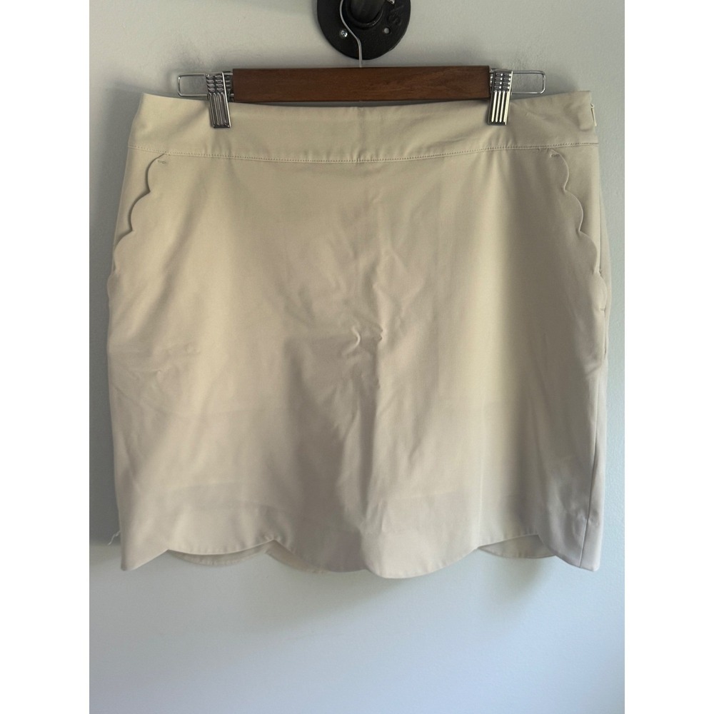 Vineyard Vines Womens Khaki Tan Scalloped Hem Golf Skort Performance Stretch 10
